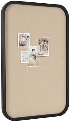 Kate and Laurel Hutton Transitional Wall Pinboard, 20 x 30, Black, Modern Rounded Rectangle Wall Organizer for Use as Cork Board, Vision Board, or Bulletin Board