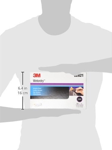 3M Wetordry Abrasive Sheet, 434Q, 02621, 1000+ Grit, 5 1/2 in x 9 in, Pack of 50 Heavy Duty Sandpaper Sheets for Auto Sanding, Metal Sanding, Finishing, Paint Prep (Pack of 5)