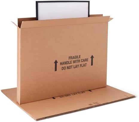 Amazon Basics TV Moving Box for 50-inch TV, Picture and Mirror, Heavy Duty Sturdy Shipping Container, 48 x 4 x 33 inches, 3-Pack