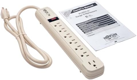 Tripp Lite 7 Outlet (6 Right Angle + 1 Transformer Outlet) Surge Protector Power Strip, 4ft Cord, Lifetime Limited Warranty & $25K INSURANCE (TLP74R)