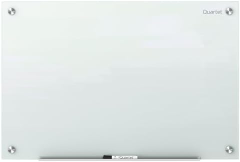 Quartet Magnetic Glass Dry Erase White Board, 24''W x 18''H Whiteboard, Infinity Frameless Mounting, White Surface (G2418W)