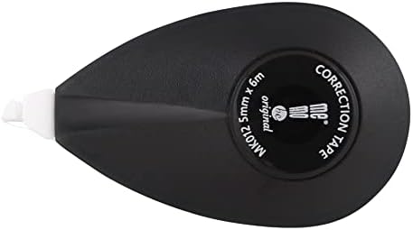 Mini Correction Tape Dispenser Precise Dosage Ergonomic Shape in Plastic Case with Hanging Hook White Tape Black Cover 5mm x 6m