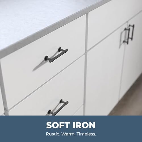 Franklin Brass Francisco (10-Pack) Cabinet Handles 3" Hole Center Pulls | Soft Iron Hardware Kitchen Door, Drawers, Dressers, Furniture P29520K-SI-B