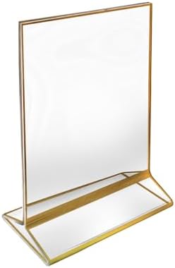 Azar Displays 152799-GLD-10PK Gold Trim Double-Sided Clear Acrylic Frames – Elegant Display Frames for Weddings, Events, and Photos | Premium 5x7 Tabletop Sign Holders (10-Pack)