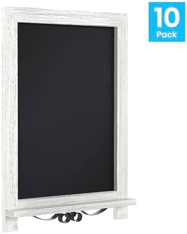 Flash Furniture 12x17 Tabletop Magnetic Chalkboard, Whitewashed, 10-Pack