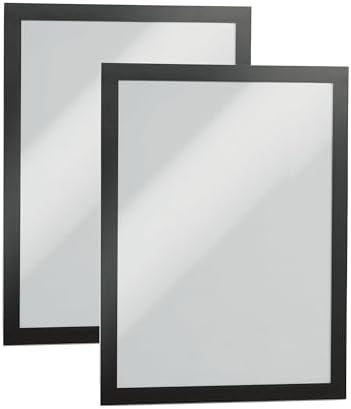 Durable Duraframe Self-Adhesive Magnetic Frame Black - Letter Size 8.5" x 11" - Document Frame For Internal Signage - Self-Adhesive Attachment - Pack of 2