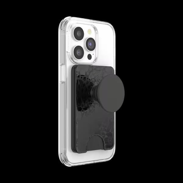 PopSockets Phone Wallet for MagSafe with Grip- Laced | PopWallet, Holds 3 Cards, Magnetic, Removable, Secure, Black