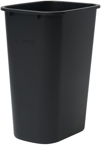 Winco 15 1/4" Black Plastic Waste Basket