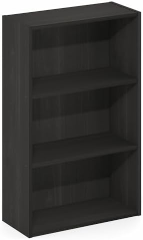 Furinno Basic DVD Shelf, 3-Tier CD Rack, Cube Storage, Espresso | 7 x 17 x 26, Open Shelf for DVD Blueray Game Disc, Organizer Media Shelf, for Living Room, Bedroom, Home Office