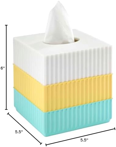 IZOD - Tissue Box Cover, Resin Countertop Bathroom Accessories, Dorm Room Essentials, Striped Bathroom Decor (Clubhouse Collection, Aqua)