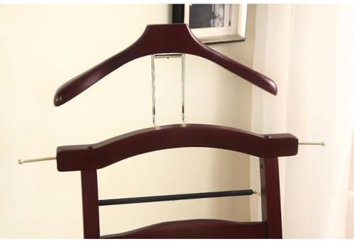 Executive Office Chair with Clothes Hanger and Valet Stand Ergonomic Rolling Desk Chair with Coat Rack and Storage for Home Office Workstation, Mahogany