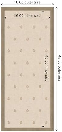 Kate and Laurel Framed Fabric Pinboard 18 x 42, Beige Botanical Block Print Printed Linen Classic Bulletin Board for Use as a Vision Board or Wall Organization, Florence Light Brown Frame