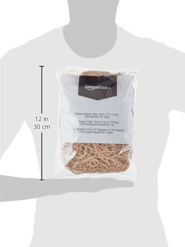 Amazon Basics Rubber Bands, Office Supplies, Size 19 (3-1/2 x 1/16 Inch), Stretchy, 1250 Bands/1 lb. Pack, 3-Pack, Tan