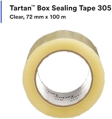 3M Tartan Box Sealing Tape 305, Clear, 2.83 in x 109.36 yds (72 mm x 100 m)