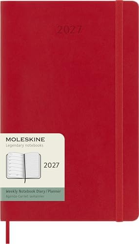 Moleskine 2027 12-Month Weekly Planner, Large, Scarlet Red, Softcover