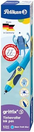 Pelikan Griffix Rollerball Pen for Right-Handed Users, Neon Fresh Blue, Pack of 1