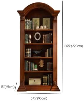 Sepia Timber Vertical Closed Back Organizer Shelf with 3/4/5 Shelves American Bookcase Retro Study Multi-Layer Bookshelf Storage Unit Floor-Standing Shelf Home Use Brown 37" L x 18" W x 87" H