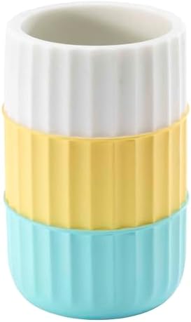 IZOD - Tumbler, Resin Countertop Bathroom Accessories, Dorm Room Essentials, Striped Bathroom Decor (Clubhouse Collection, Aqua)