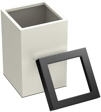 Gatco Small Bathroom Trash Can with Lid, Square 3 Gallon Stainless Steel Wastebasket, Under Sink, Matte Pearl and Matte Black, for Bathroom, Bedroom, Office (1935MX)
