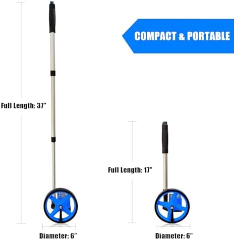 Zozen 6-Inch Measuring Wheel in Feet and Inches, Telescopic Handle, Blue