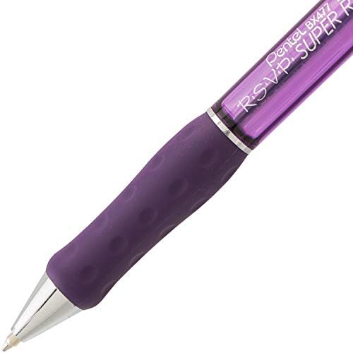 Pentel RSVP Super RT Ballpoint Pen, (0.7mm) Fine Line, Violet Ink (BX477-V)