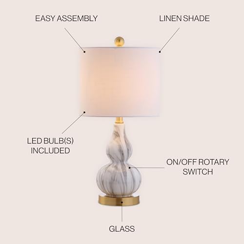 JONATHAN Y Anya Gourd Glass Table Lamp 20.5", Black/White