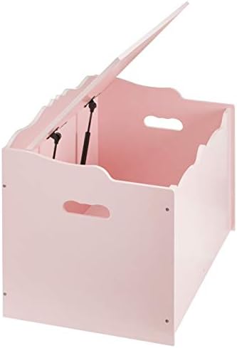 Amazon Basics Kids Wooden Toy Storage Chest with Safety Lid, Spacious Organizer for Bedroom, Pink, 30" x 18" x 19"