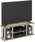 Furinno Turn-N-Tube No Tools 3D 3-Tier Entertainment TV Stand up to 50 inch TV, Round Tubes, Oak | for TV up to 50 Inch, Open Frame Rectangular Entertainment Center with Storage Shelf, TV Console, for Living Room, Bedroom