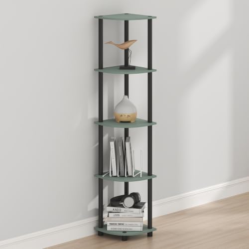 Furinno Turn-N-Tube Toolless Assembly 5-Tier Storage Shelves, Sage Green