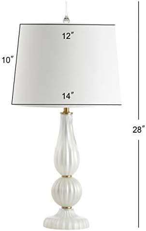 JONATHAN Y Maddie Modern Glass Table Lamp 28" Fluted Gourd, White Pearl