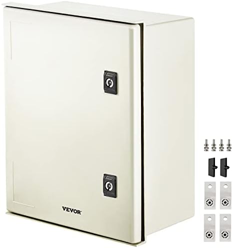 VEVOR Electrical Enclosure Box, 15.7'' ×11.8'' ×7.9'', Fiberglass Junction Box, IP66 Waterproof & Dustproof, Outdoor Electrical Box, with Mounting Plate