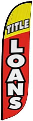 LookOurWay 12 Ft Feather Flag Banner, Financial Service, Title Loans