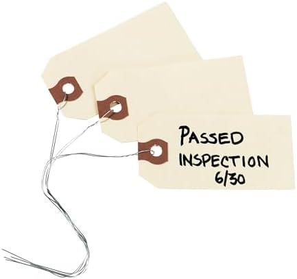 Avery® Shipping Tags with Wire, 11.5 pt. Stock, 4-1/4" x 2-1/8", 1,000 Manila Hang Tags (12604)