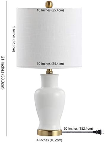 JONATHAN Y Chi Bedside Table Lamp 21" Ceramic Porcelain Vase, White