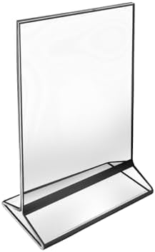 Azar Displays 152792-BLK-5PK Black Trim Double-Sided Clear Acrylic Frames – Elegant Display Frames for Weddings, Events, and Photos | Premium 4X6 Tabletop Sign Holders (5-Pack)
