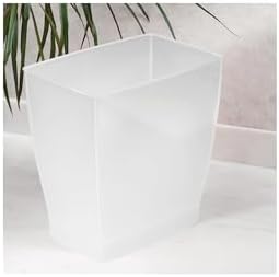 iDesign Small Plastic Bathroom Trash Can, Slim Rectangle, 4-Pack, Frost