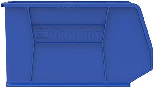 Akro-Mils 30265 AkroBins Plastic Storage Bins, 18"x8.25"x9", Blue, 6-Pack