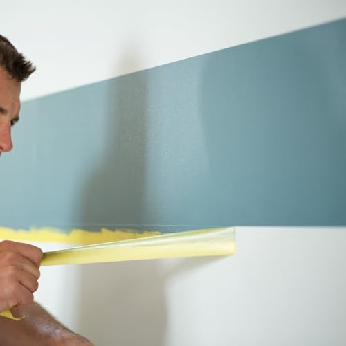 FrogTape Delicate Surface Painters Tape with PAINTBLOCK, 1.5 in Wide (1.41 in x 60 yd), Low Adhesion, Painting Tape Ideal for Freshly Painted Walls, Trim & Surfaces, Yellow, 4 Rolls (240662)