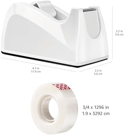 Amazon Basics Matte Finish Tape Dispenser with 16 Refill Rolls, 3/4" x 1300" (36 yds)