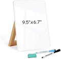 Desktop Glass Whiteboard, 9.5"x 6.7" Desk Dry Erase Board with Wood Stand