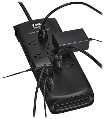 Eaton Tripp Lite Series Surge Protector Power Strip with Flat Plug Braided Extension Cord + 2 USB Charging Ports, 4200 Joules, 8ft Cable, Manufacturer's (TLP118DBUC)