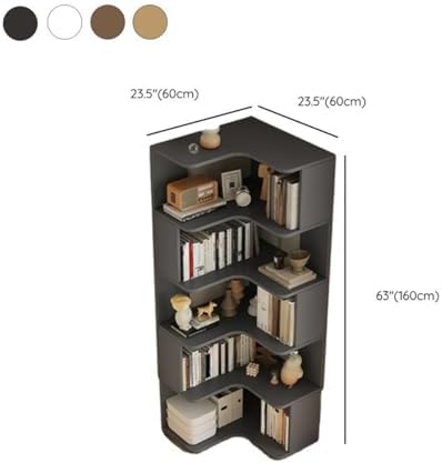 Vertical Lumber Wall Corner with 6 Shelves/5 Shelves & Closed Back Bookshelf Rack Floor Student Corner Cabinet Wall Multi-Layer Storage Cabinet Bookcase Light Walnut 24" L x 24" W x 63" H