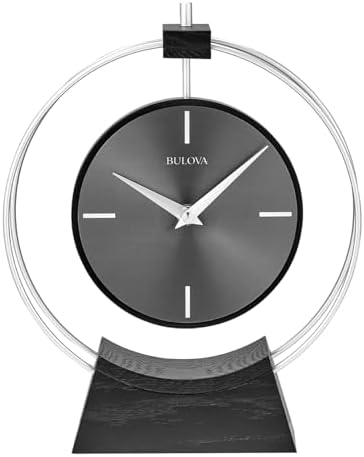 Aire Silver Modern Desk Clock by Bulova