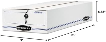 Bankers Box 12-Pack String & Button Check Box, 5-3/4" x 9" x 23-1/4"