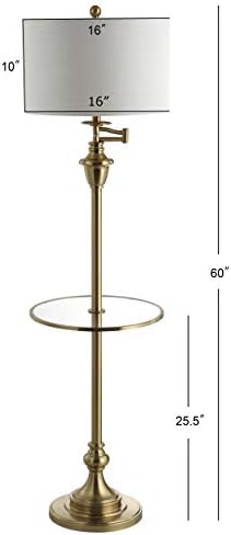 JONATHAN Y Cora 60" Metal Swing Arm Floor Lamp, Brass Gold/Clear