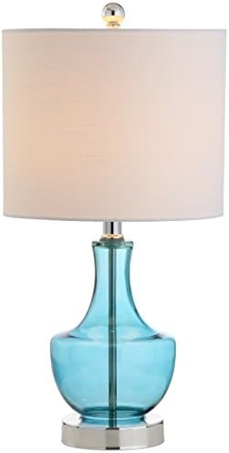 JONATHAN Y Colette 20" Glass Mini Bedside Table Lamp, Amalfi Blue