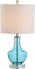 JONATHAN Y Colette 20" Glass Mini Bedside Table Lamp, Amalfi Blue