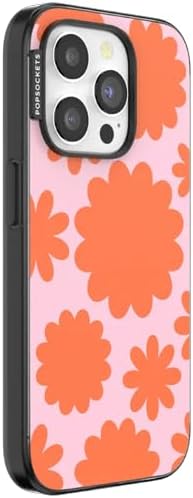 PopSockets iPhone 15 Pro Phone Case with MagSafe- Floating Florals | Magnetic, Wireless Charging, Camera & Drop Protection, Hot Pink, Flower, Floral