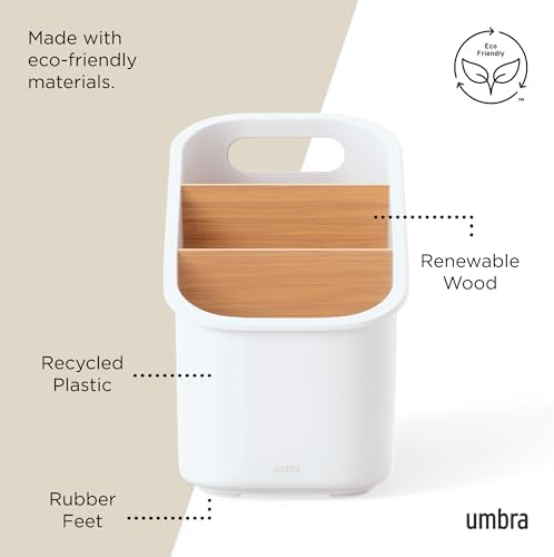 Umbra Bellwood Utensil Holder, Kitchen Storage Organizer, White/Natural