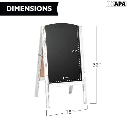 Ilyapa A-Frame Chalkboard Sidewalk Sign, 18x32 Inch - White, Sturdy